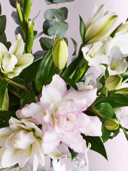 John Lewis Rose, Lily and Gladioli Hand Tied Bouquet - view 2, Blue Royal