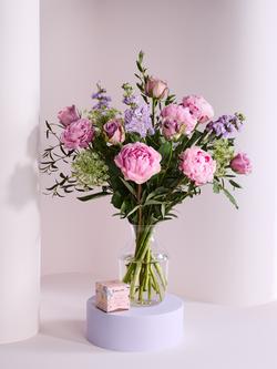 John Lewis Mixed Peony Hand Tied Bouquet & Chocolates, Blue Royal