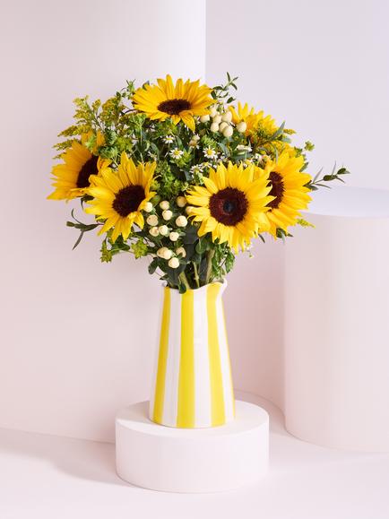 John Lewis Sunflowers Hand Tied Bouquet & Jug, Blue Royal