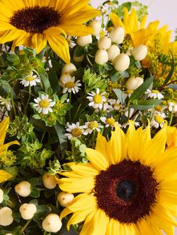 John Lewis Sunflowers Hand Tied Bouquet & Jug - view 2, Blue Royal
