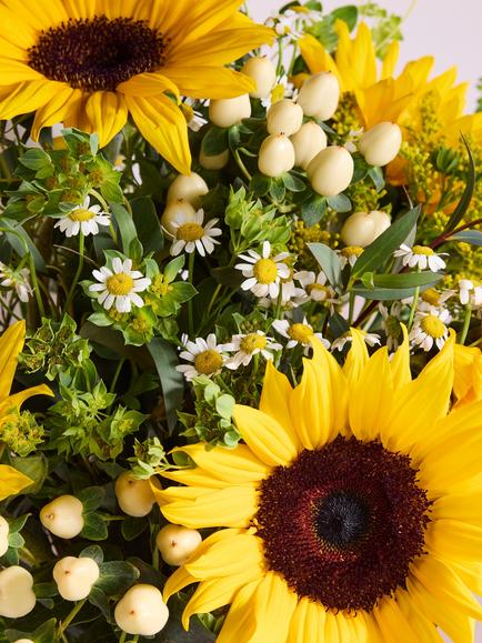 John Lewis Sunflowers Hand Tied Bouquet & Jug - view 2, Blue Royal