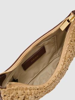 Reiss Harriet Raffia Half-Moon Shoulder Bag, Natural - view 2, Natural