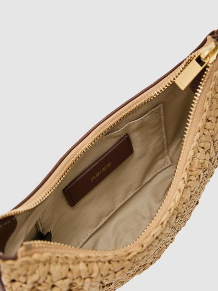 Reiss Harriet Raffia Half-Moon Shoulder Bag, Natural - view 2, Natural