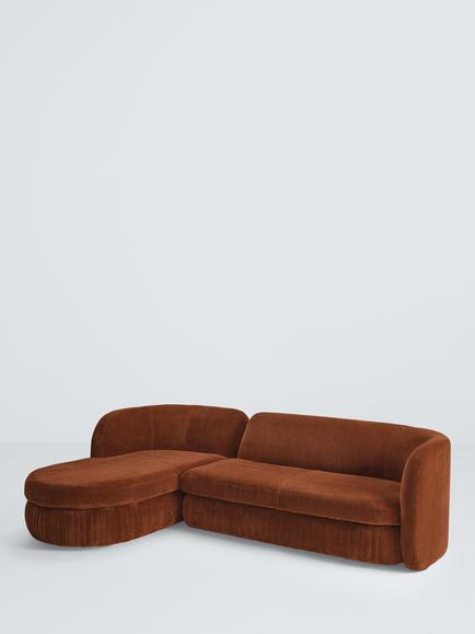 John Lewis Pleat Large 4 Seater LHF Chaise End Sofa, Ginger, Ginger