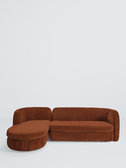 John Lewis Pleat Large 4 Seater LHF Chaise End Sofa, Ginger - view 2, Ginger
