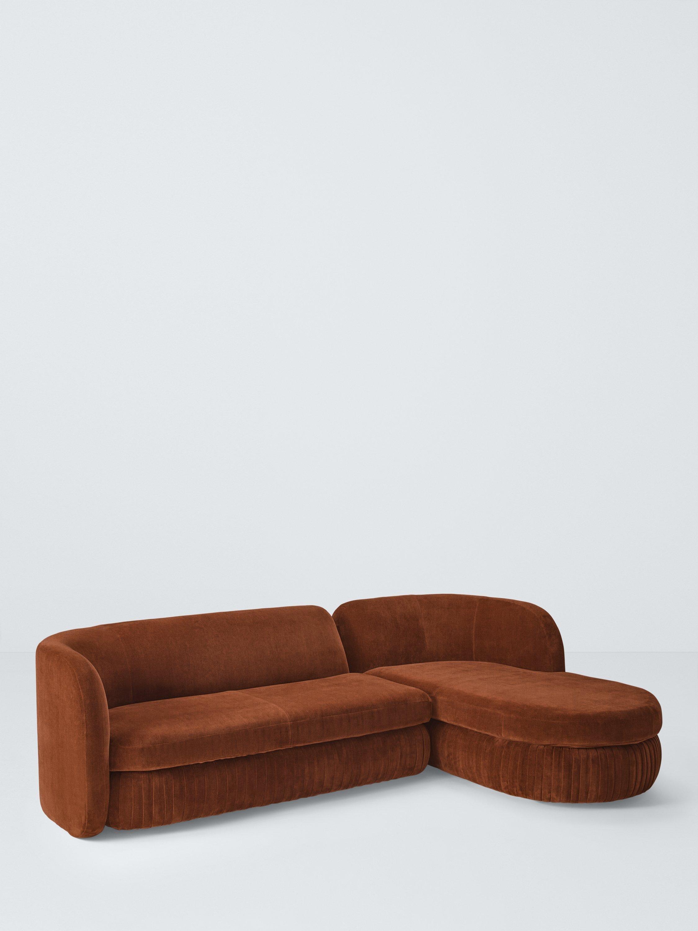 Pleat Range, John Lewis Pleat Large 4 Seater RHF Chaise End Sofa, Ginger