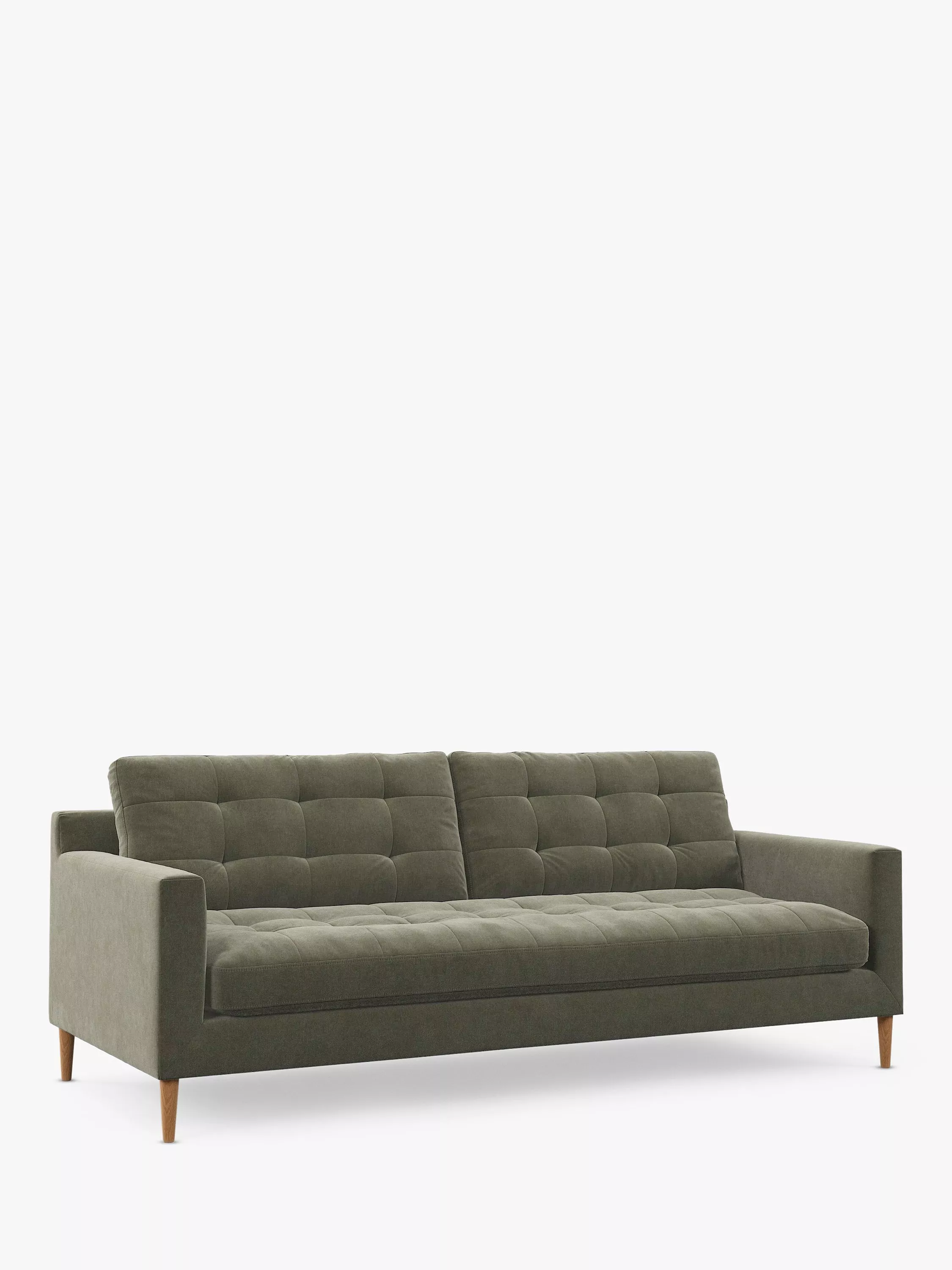 John Lewis Draper II Large 3 Seater Sofa, Light Leg, Moss Green