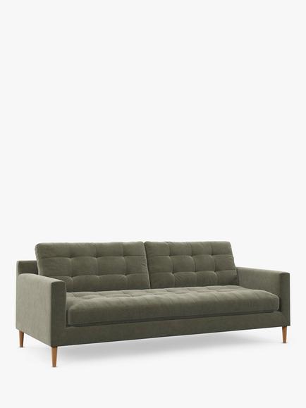 John Lewis Draper II Large 3 Seater Sofa, Light Leg, Moss Green, Moss Green