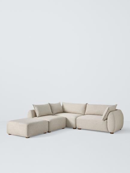 John Lewis Elara 4 Seater Chaise End Sofa, Dark Leg, Natural, Natural