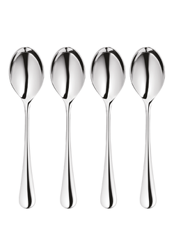 Robert Welch Radford Bright Stainless Steel Dessert Spoons, Set of 4, Silver