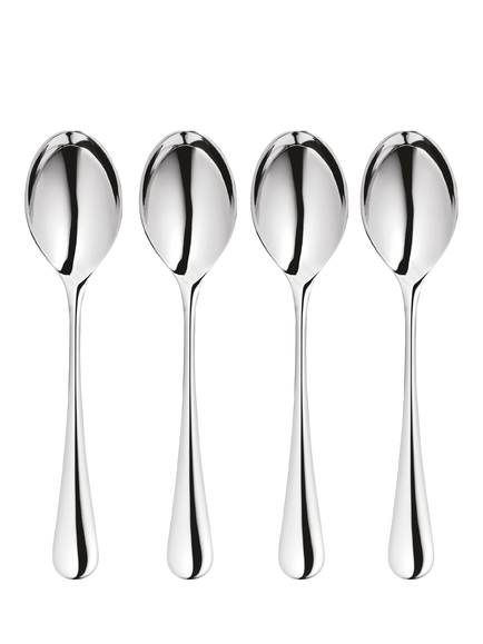 Robert Welch Radford Bright Stainless Steel Dessert Spoons, Set of 4, Silver