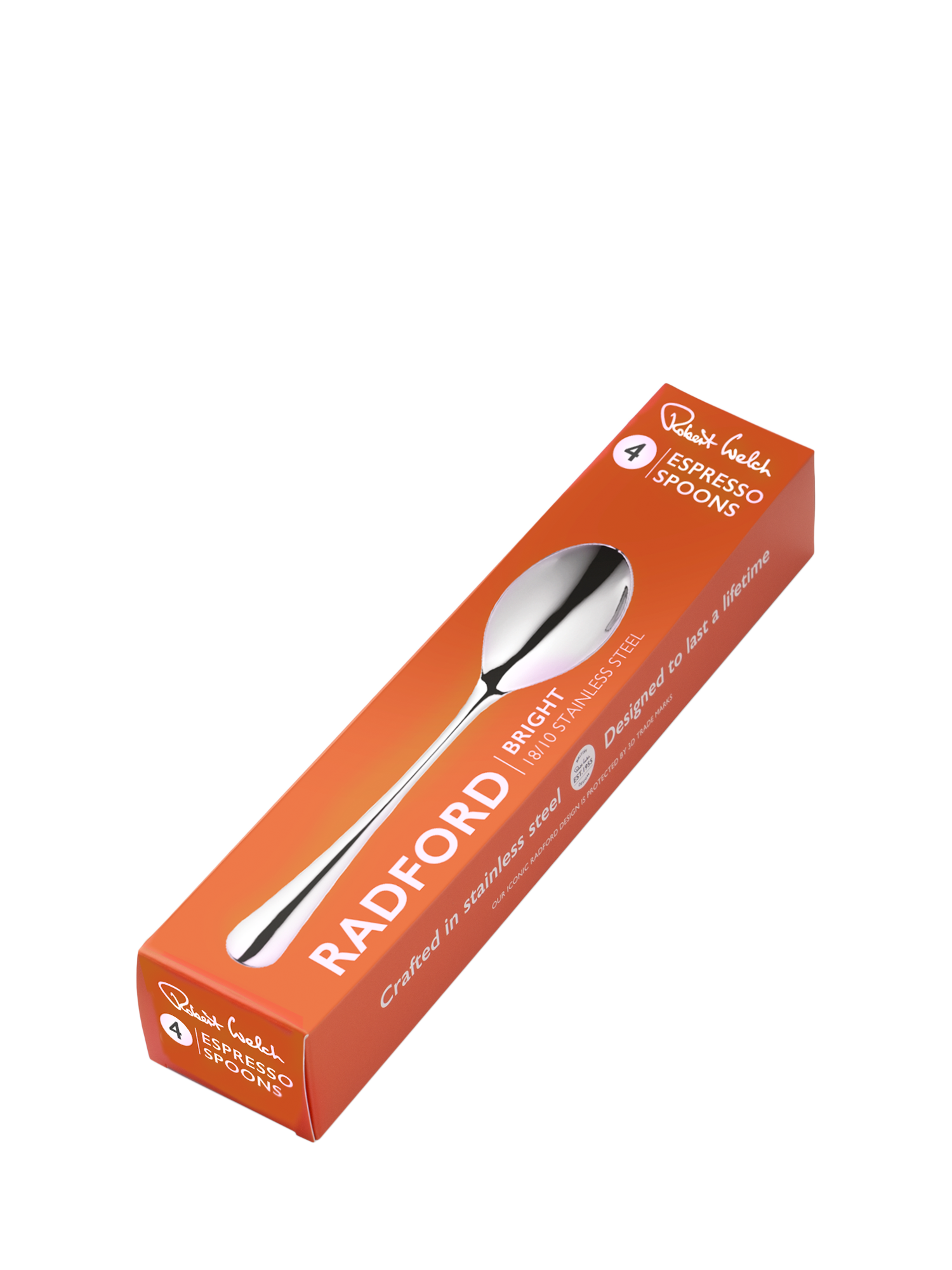Robert Welch Radford Bright Stainless Steel Espresso Spoon, Set of 4