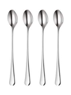 Robert Welch Radford Bright Stainless Steel Long Handled Latte Spoons, Set of 4, Silver