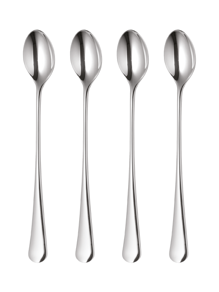 Robert Welch Radford Bright Stainless Steel Long Handled Latte Spoons, Set of 4, Silver