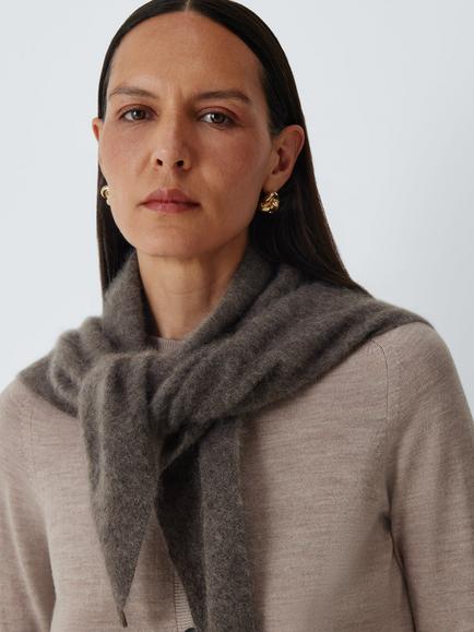 John Lewis Brushed Cashmere Triangle Scarf, Mole