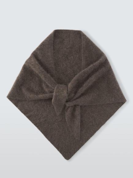 John Lewis Brushed Cashmere Triangle Scarf - view 2, Mole
