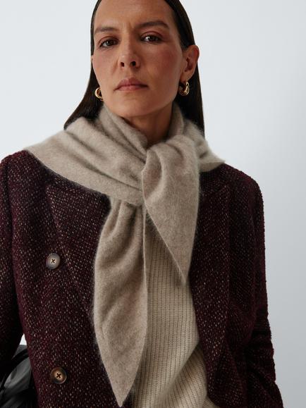 John Lewis Brushed Cashmere Triangle Scarf, Taupe