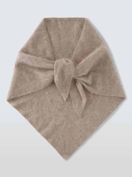 John Lewis Brushed Cashmere Triangle Scarf - view 2, Taupe