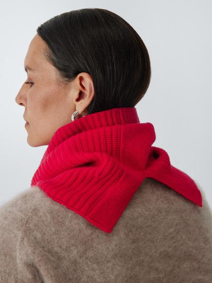 John Lewis Merino Wool Rich with Cashmere Rib Knit Snood, Red, Red