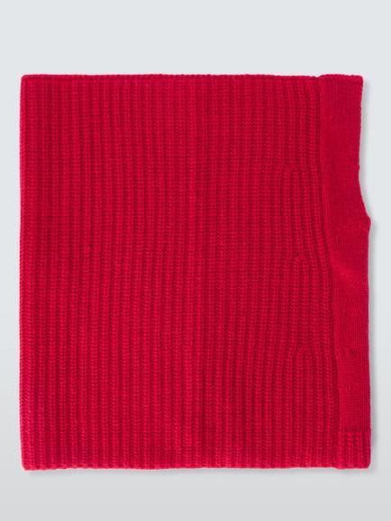 John Lewis Merino Wool Rich with Cashmere Rib Knit Snood, Red - view 2, Red