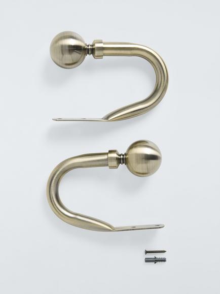 John Lewis Ball Curtain Holdback, Pack of 2, Matte Black, Antique Brass