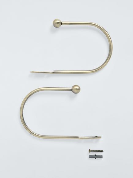 John Lewis Ball End Curtain Holdback, Pack of 2, Matte Black, Antique Brass