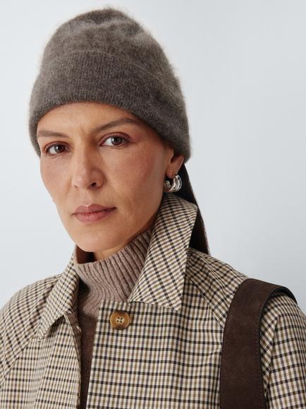 John Lewis Brushed Cashmere Beanie Hat, Mole