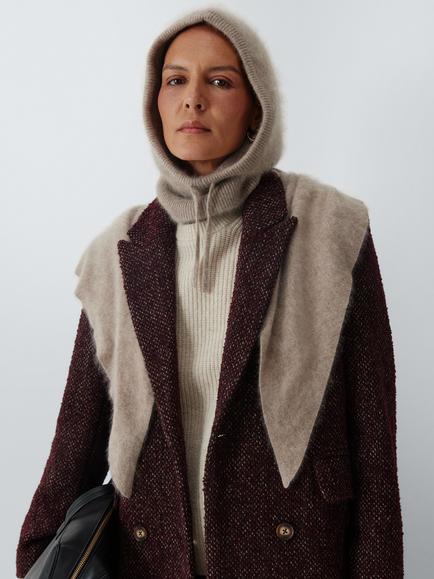 John Lewis Brushed Cashmere Hood, Taupe