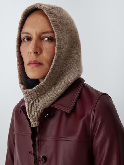 John Lewis Merino Wool Rich with Cashmere Balaclava, Brown Marl