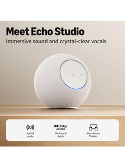 Amazon Echo Studio (2025) Smart Speaker with Alexa Voice Recognition & Control, Spatial Audio, Dolby Atmos & Built-in Smart Home Hub - view 2, Glacier White