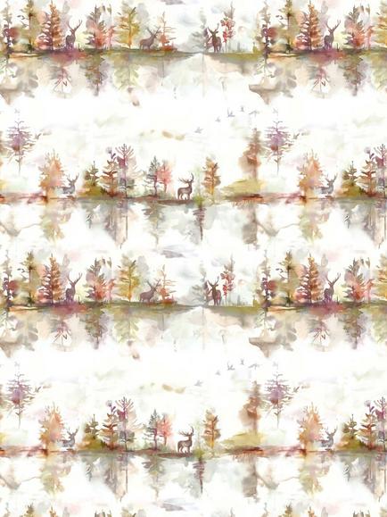 Voyage Wilderness Furnishing Fabric - view 2, Cream Plum