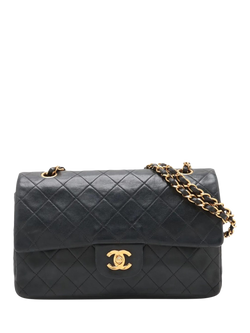 Pre-loved CHANEL Vintage 1991 Medium Lambskin Classic Double Flap Bag, Black, Black