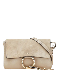 Pre-loved Chloé Faye Suede and Leather Shoulder Bag, Neutral, Neutral