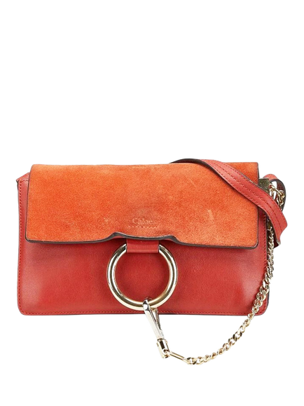 Pre-loved Chloé Faye Gold Hardware Shoulder Bag, Red, Red