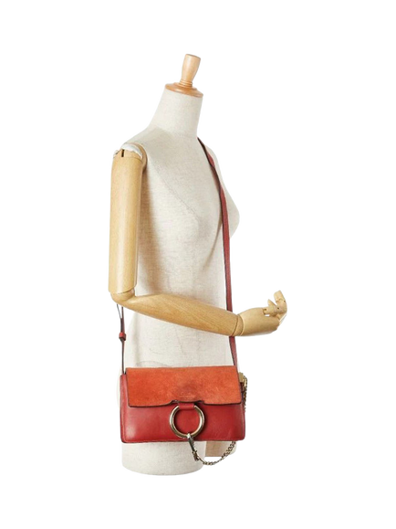 Pre-loved Chloé Faye Gold Hardware Shoulder Bag, Red - view 2, Red