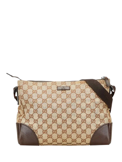Pre-loved GUCCI GG Canvas and Leather Shoulder Bag, Brown, Brown
