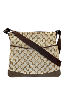 Pre-loved GUCCI GG Canvas and Leather Shoulder Bag, Brown, Brown