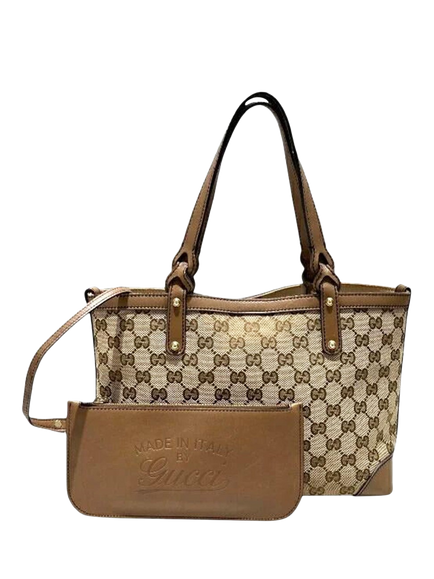 Pre-loved GUCCI GG Canvas Tote Bag, Brown, Brown