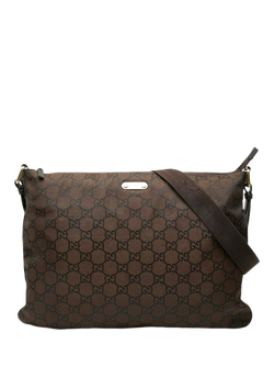 Pre-loved GUCCI GG Nylon Shoulder Bag, Brown, Brown