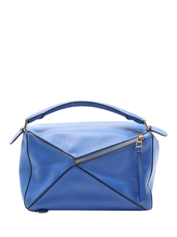 Pre-loved LOEWE Medium Puzzle Gold Hardware Bag, Blue - view 2, Blue