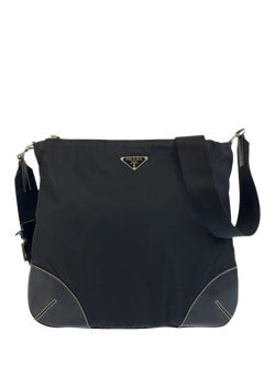 Pre-loved Prada Nylon Silver Hardware Crossbody Bag, Black, Black