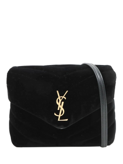 Pre-loved SAINT LAURENT Loulou Velvet Quilted Crossbody Bag, Black, Black