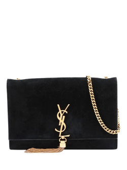 Pre-loved SAINT LAURENT Paris Kate Suede Chain Shoulder Bag, Black, Black
