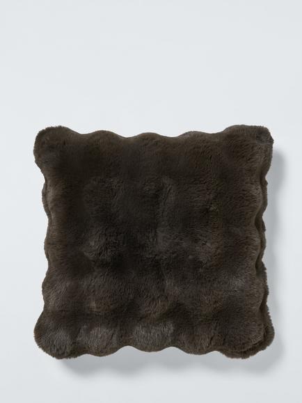 John Lewis Wave Fur Cushion, Cocoa