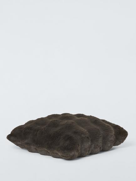 John Lewis Wave Fur Cushion - view 2, Cocoa