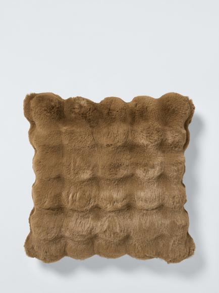 John Lewis Wave Fur Cushion, Gingerbread