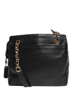 Pre-loved CHANEL 1996 Vintage CC Logo Caviar Tote Bag, Black, Black