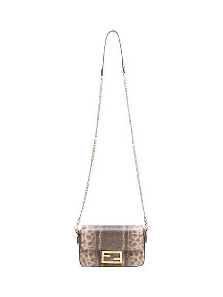 Pre-loved Fendi Snakeskin Mini Baguette Bag, Brown - view 2, Brown