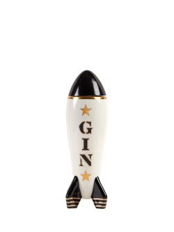 Jonathan Adler Space Age Rocket Porcelain Decanter, 677ml, Gin, Black/Gold, Black / Gold