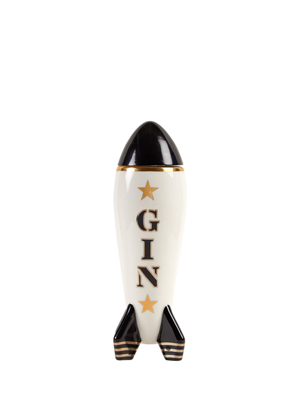 Jonathan Adler Space Age Rocket Porcelain Decanter, 677ml, Gin, Black/Gold, Black / Gold